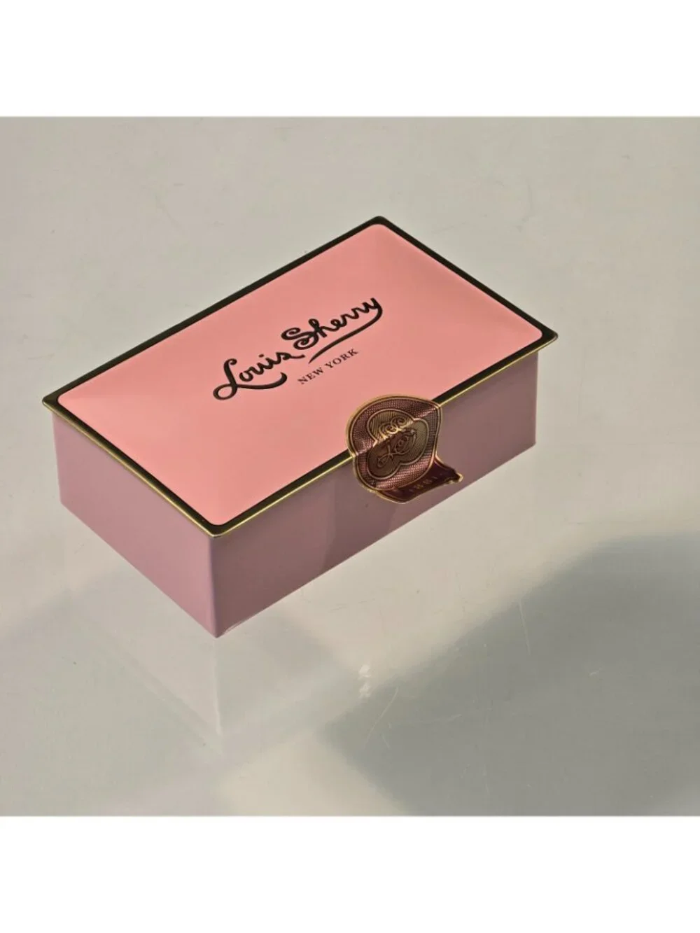 Louis Sherry NYC EMPTY Chocolate Tin Box Camellia Pink 3.5 x 2.25 inch
